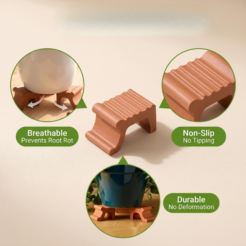TEMU 9pcs Terracotta Pot Base Pads & Rack Suitable For Indoor/outdoor Gardening, Pvc Base With Plastic Top Layer, Anti-corrosion Breathable Drainage