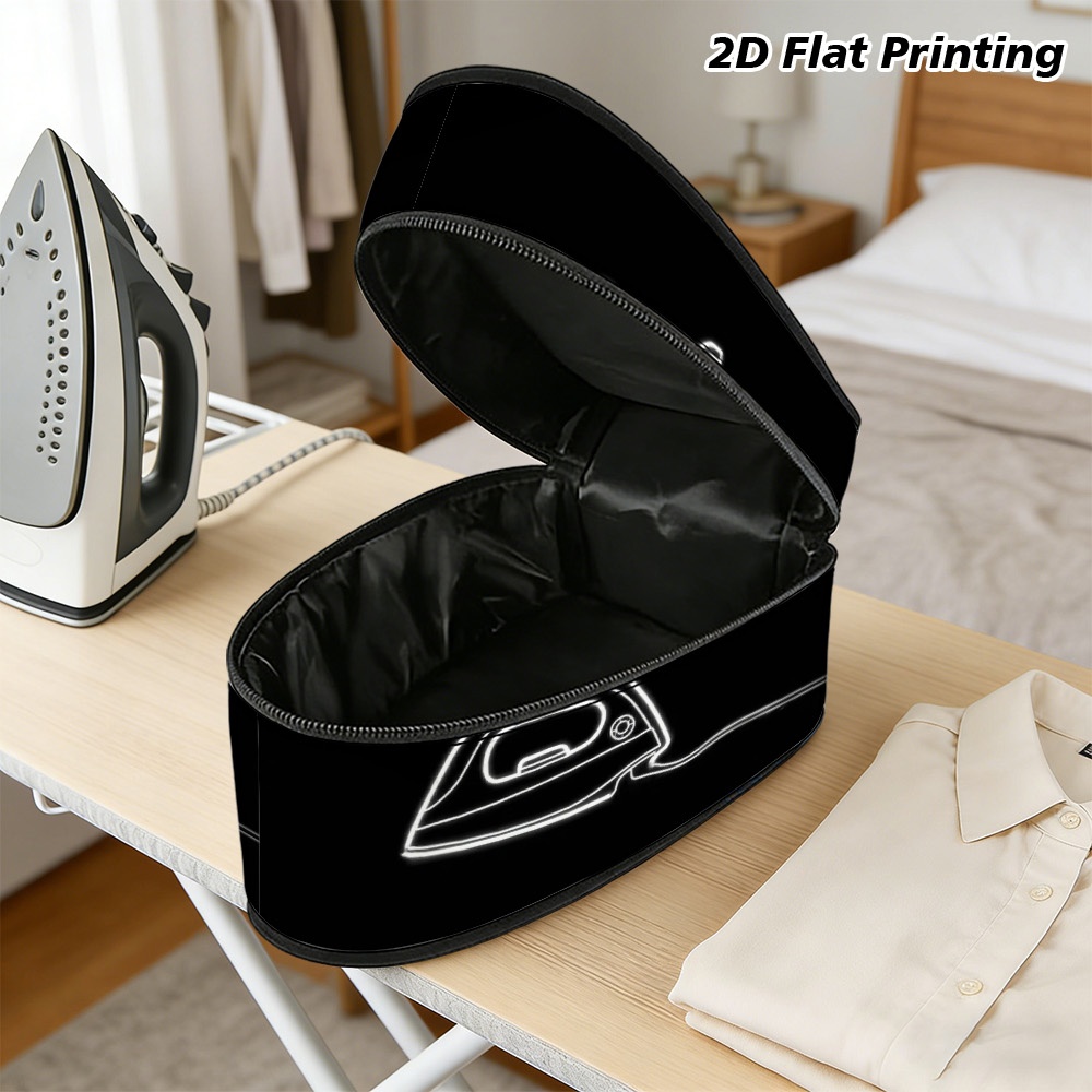 (2D Flat) 1pc White Iron Outline Minimalist Ironing Bag, Large Capacity Steam Iron Protective Bag, Dirty Resistant And Washable, Suitable for Travel, Home Ironing, Safe Tool Storage