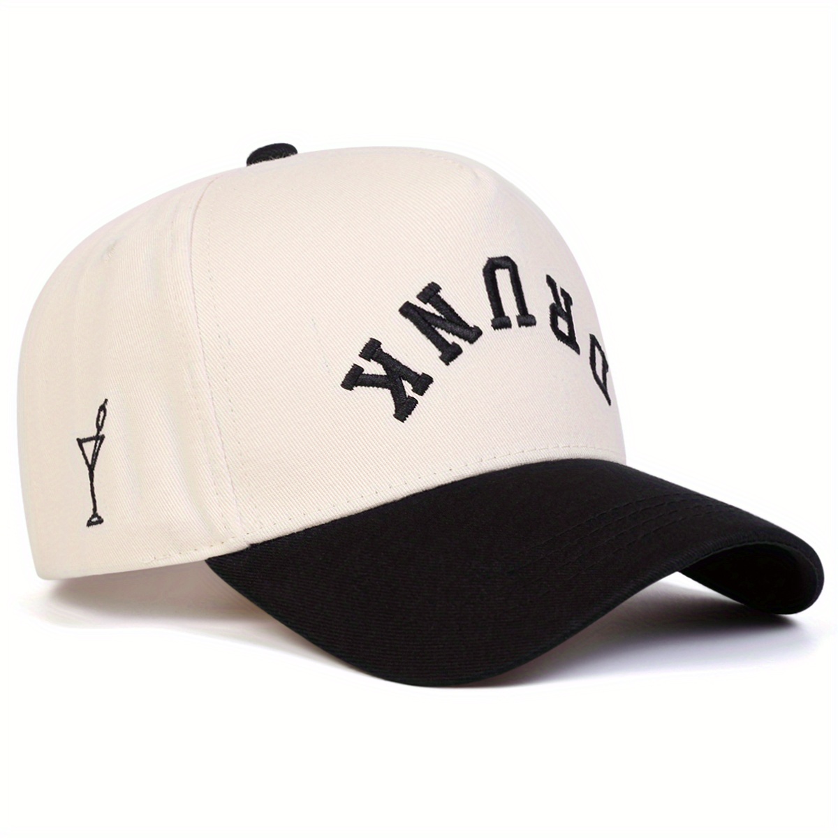 TEMU 1 Men's Drunk Embroidered Baseball , Fashionable Five-panel , Adjustable Outdoor Casual Hat Suitable For Spring And Summer Travel, , And Seaside