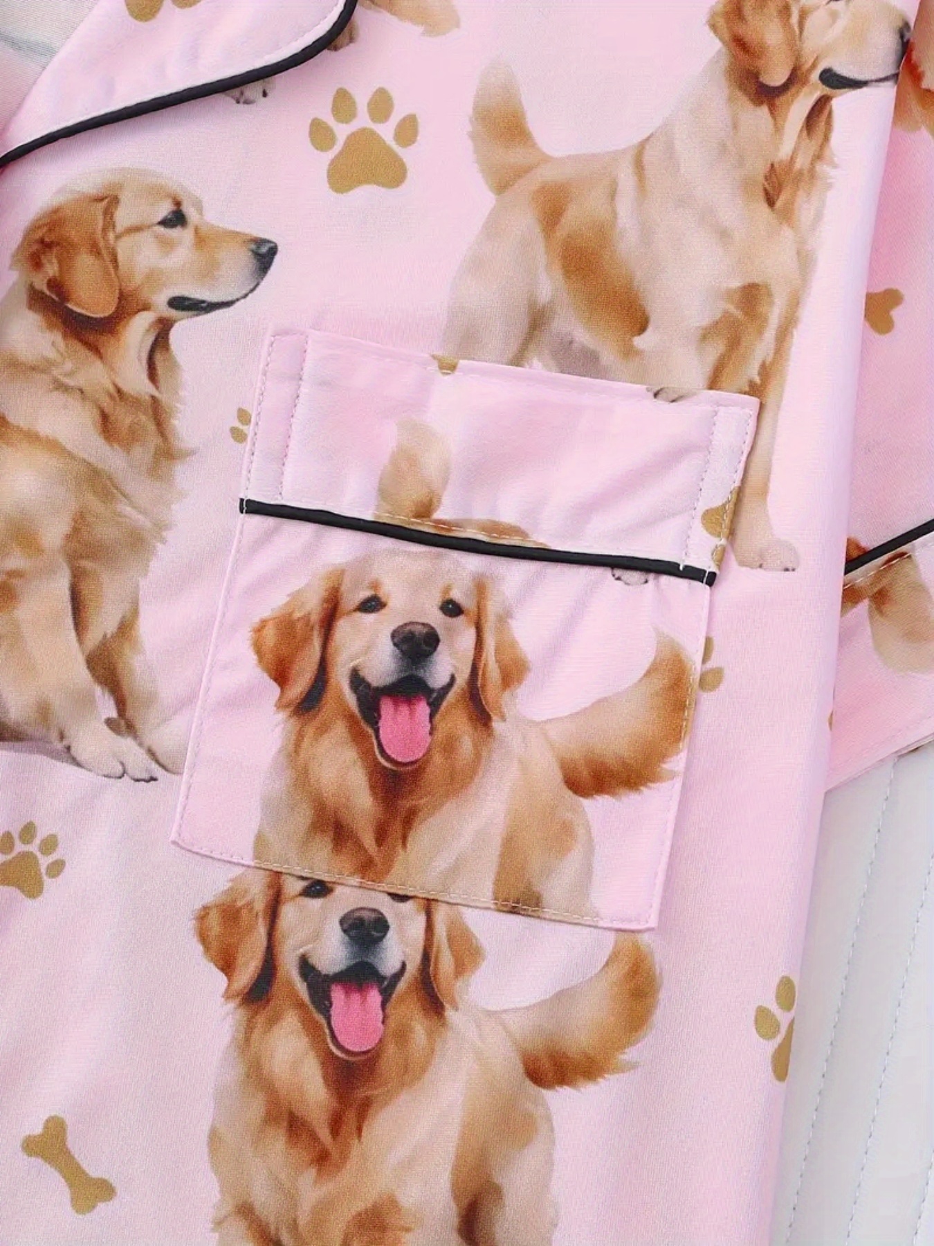 Pj Sets Golden Retriever Print Pajamas Womens Cute Golden