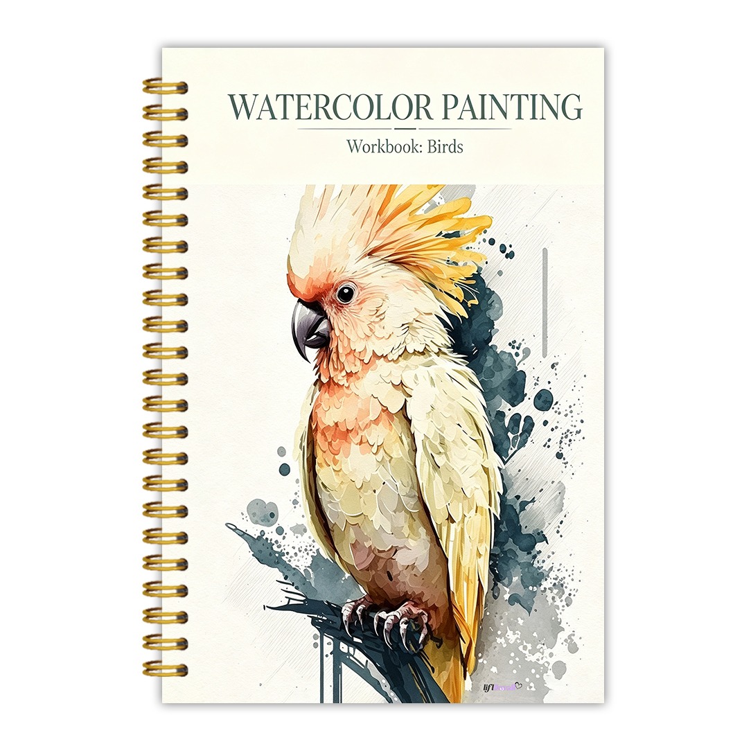 TEMU 1pc Beginner Watercolor Birds Watercolor Painting Book, Bird Combination Practice Workbook, 34 Pages, 16 Illustrations, Guidance And Flat Pages.