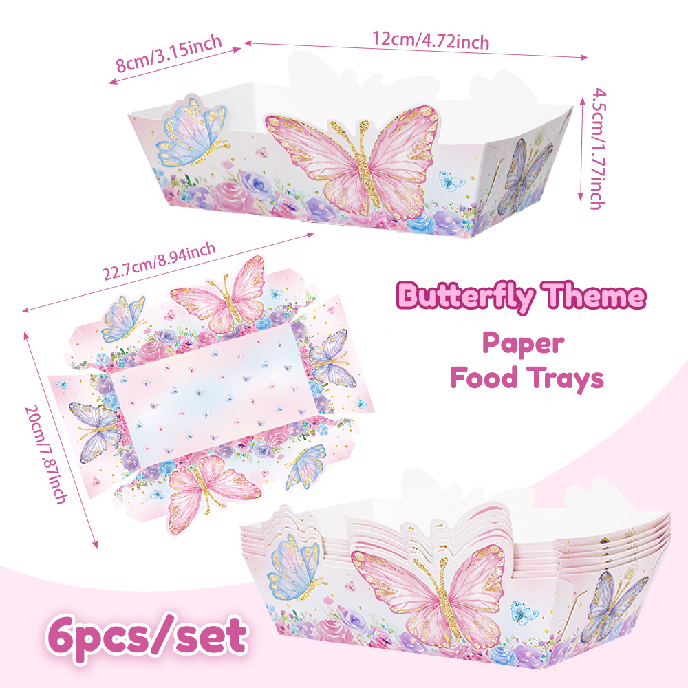 6/12pcs Pack Elegant -themed Paper Trays Suitable For Parties, Weddings, Birthdays - Lightweight Portable Snack Boxes With Pattern, Decorative Serving Trays For & Events (paper)