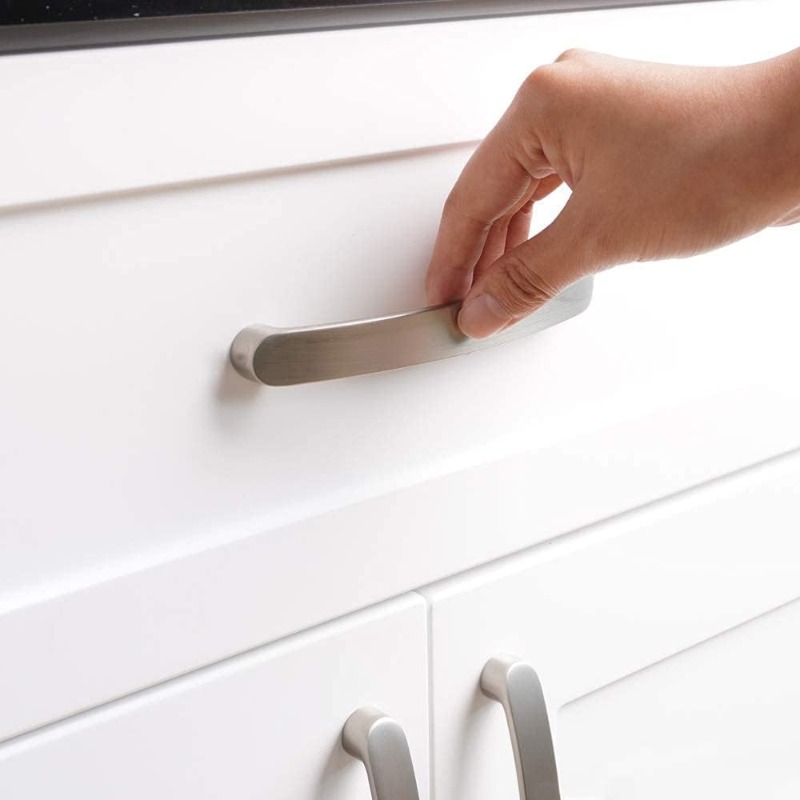 Image of 10 Sets Modern Brushed Stainless Steel Cabinet Handles & Drawer Pulls - 128mm Bar Length, Nordic Style Knobs, Cabinets, Dressers, Bathrooms (contemporary Drawer Hardware)