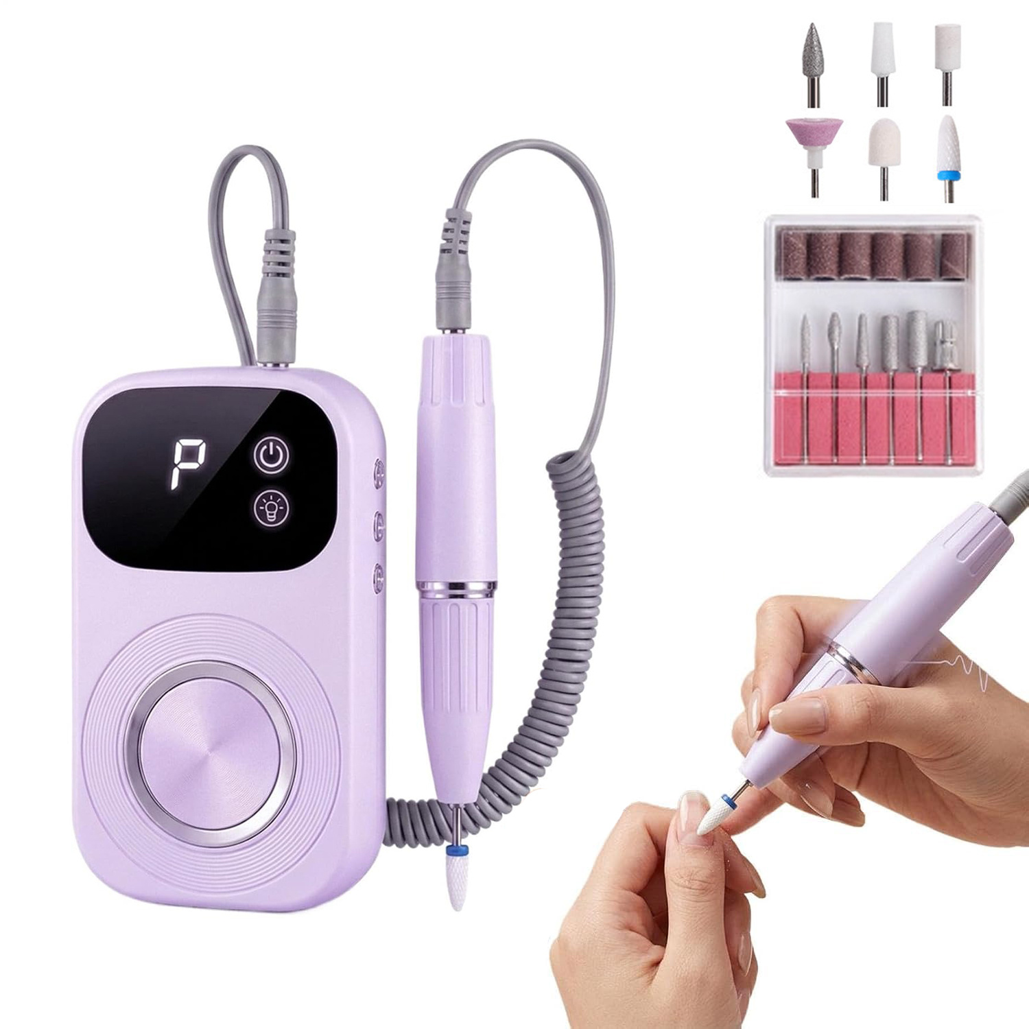 Portable Electric Nail Drill with Nail Lamp, Professional Set
