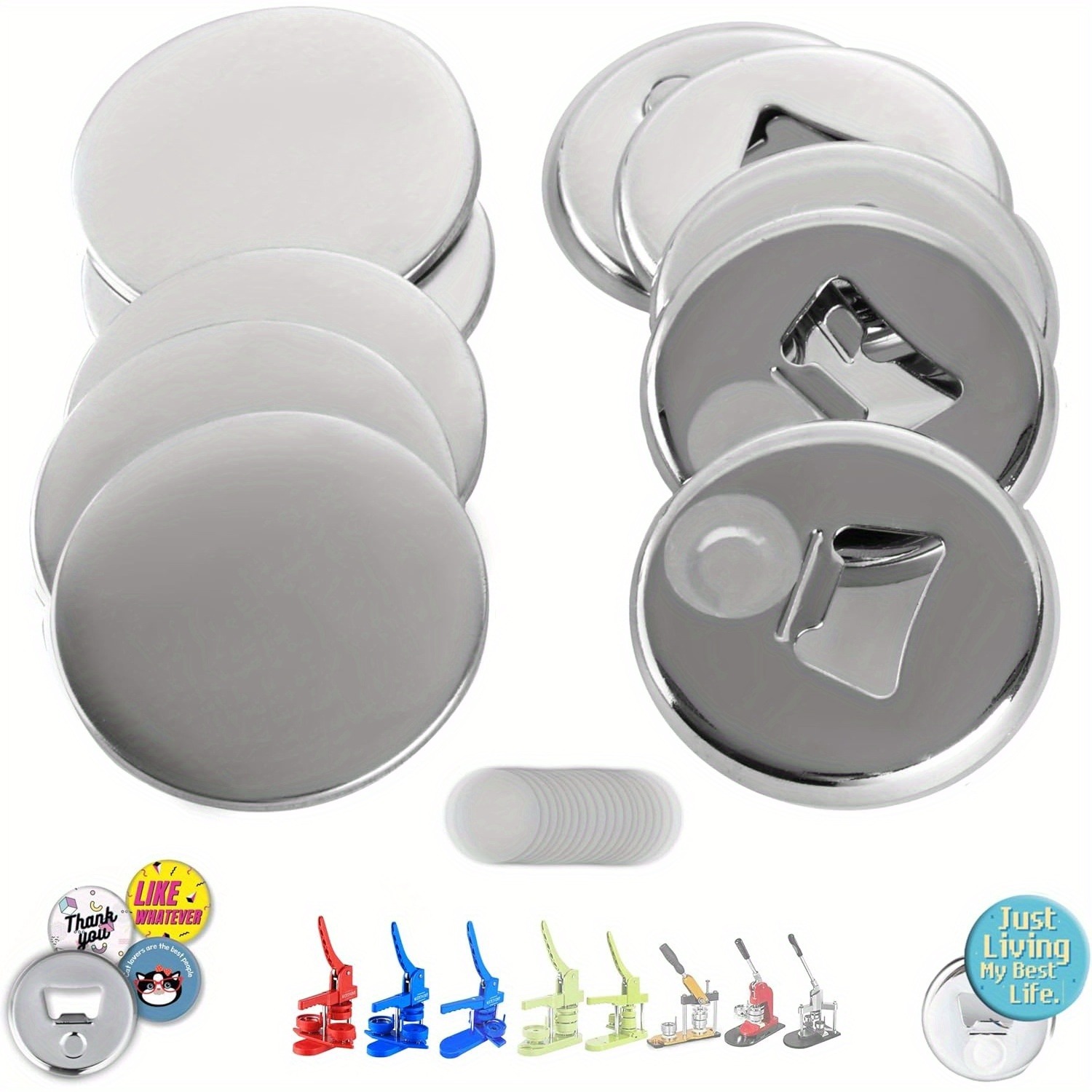 16 Sets Of Bottle Opener Buttons 2.25 Inch (58mm) - Button Maker Supplies For Button Maker Machine