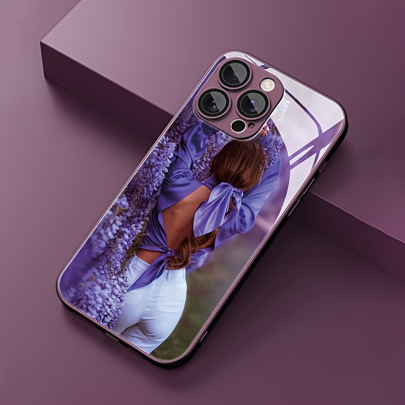 TEMU Phone Case: Phone- Custom Purple Glass Phone Cases Are , Allowing You To Add Personalized Photos And Designs, Compatible With 16 Pro, 15 Pro, 14