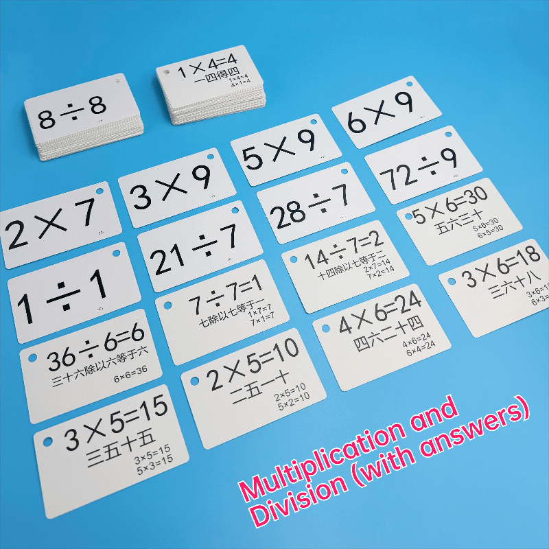 TEMU Carte Flash per Moltiplicazione e Divisione - Strumento di con Esercizi di Aritmetica Mentale, Tabelle di Moltiplicazione e di Divisione per