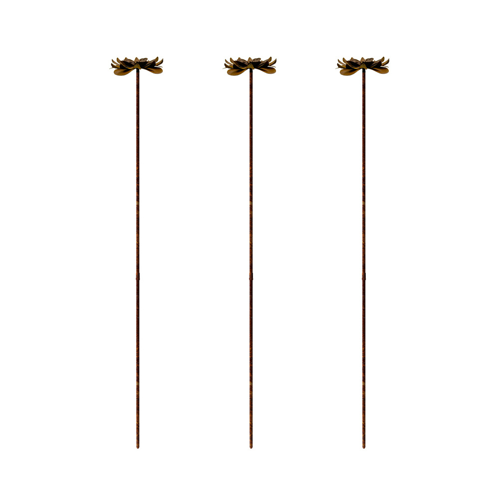 E-shop 【3D】 [3D] [Rostiger Bastelkünstler] [Frühling] 3-teiliges Set aus rostigen Blumenwindmühlen für den Garten, Blumenbeet-Ornament,