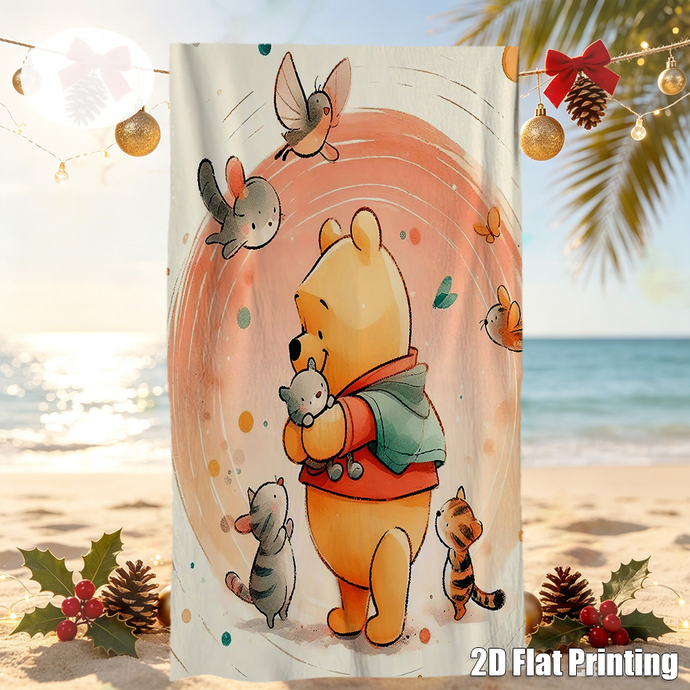 TEMU 1pc Beach Towel - Quick To Water And Dry, Suitable For Travel And Swimming, Cartoon Print Pattern, Ideal For Camping And Beach Equipment,