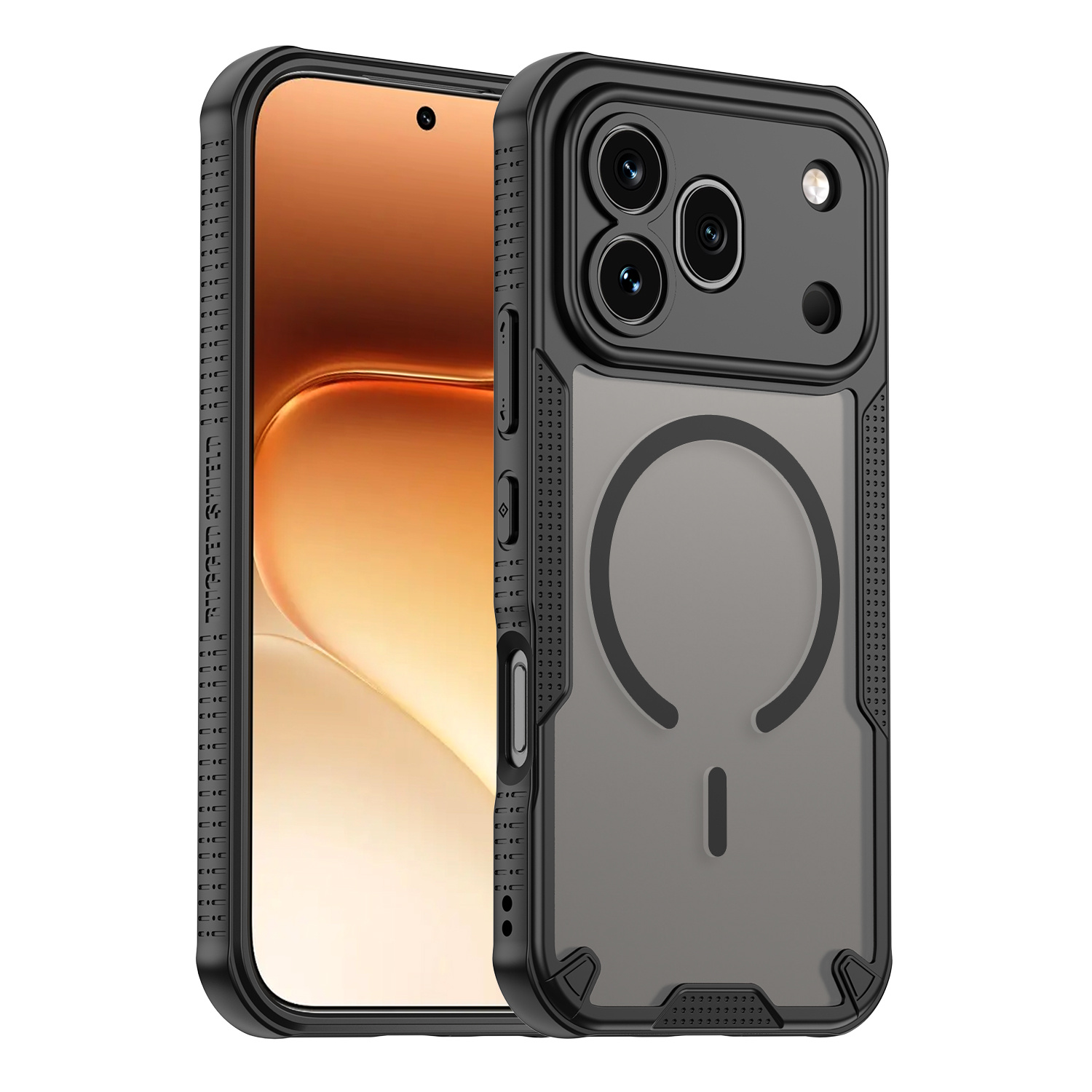 TEMU Phone Case - New Minimalist Mecha Magnetic Frosted Phone Case 600 Pro, Shockproof Honor Protective Cover, Semi-transparent Frosted Case,