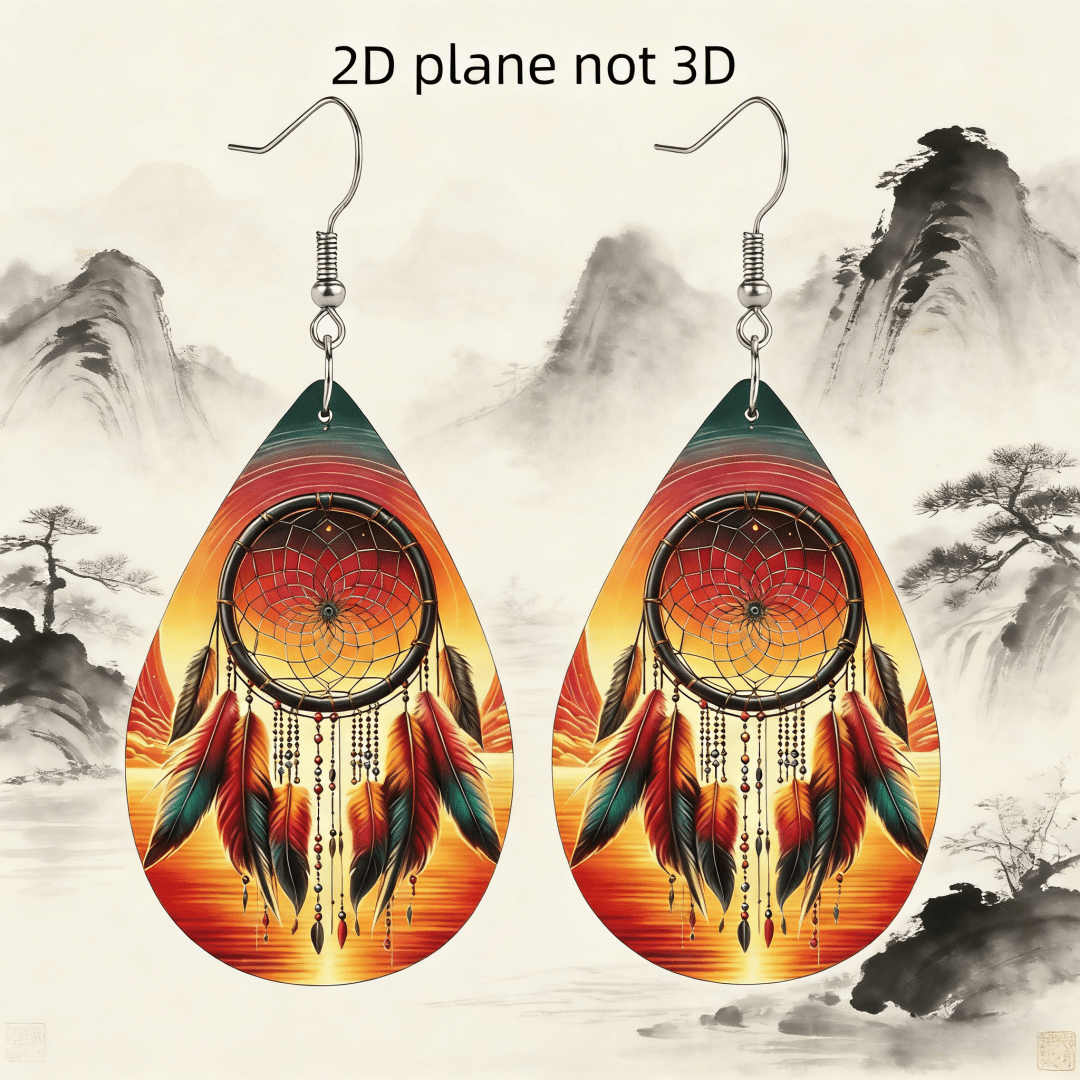 Women's Sunset Teardrop Acrylic Dangle Earrings