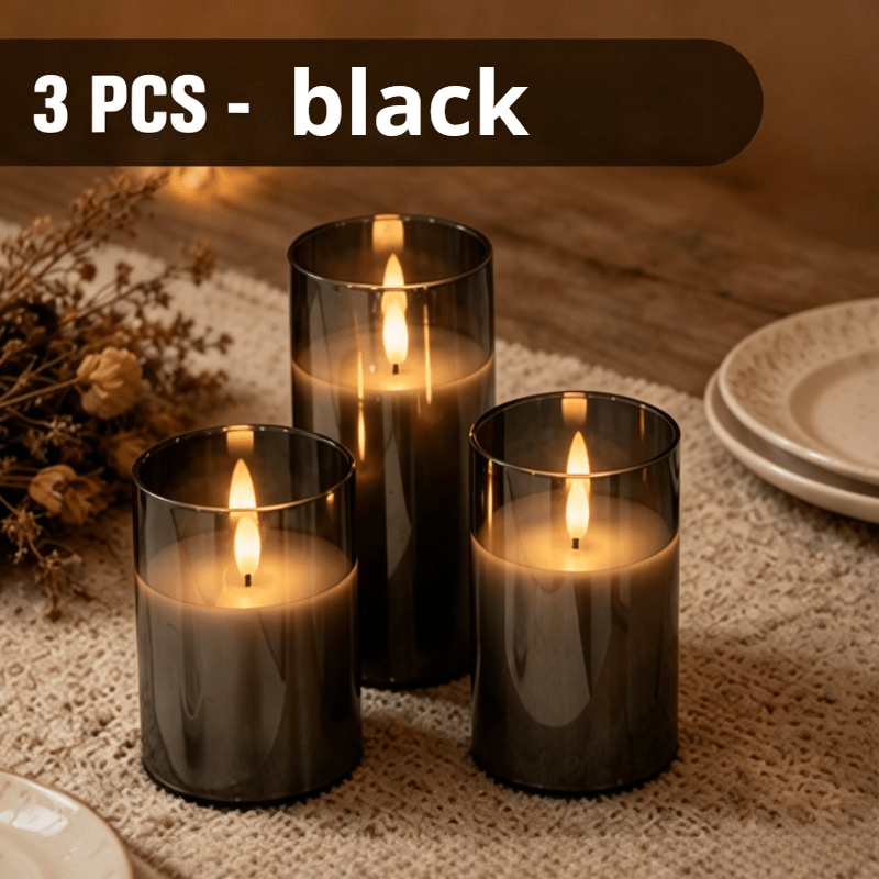 TEMU 3pcs Set Of Realistic Led Candle Lights, Flameless Safe Smokeless Design, Wedding Table Holiday Decorative Candlestick Lights, Christmas