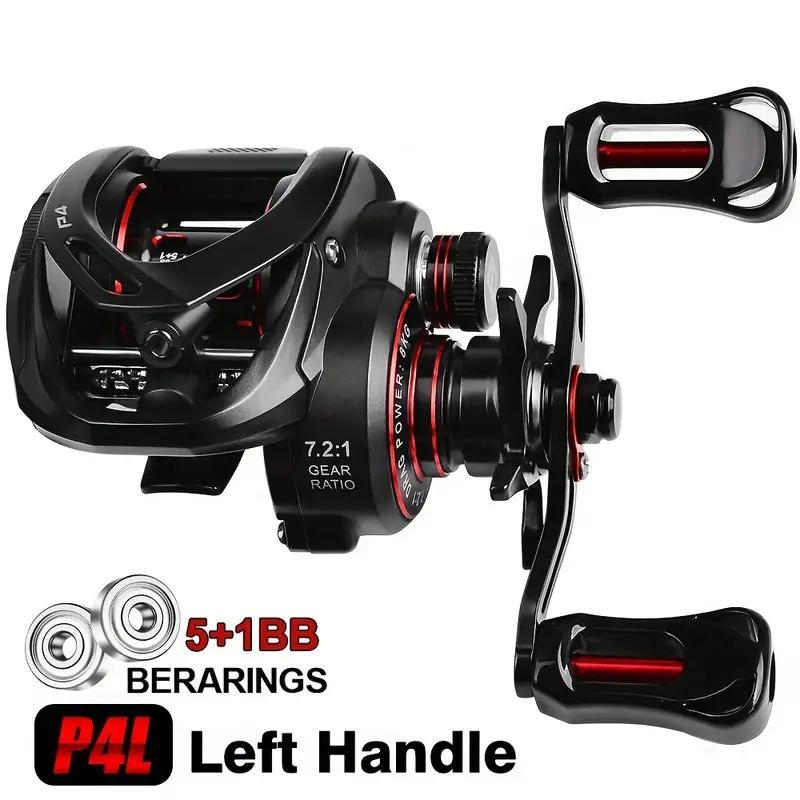 TEMU Baitcasting Reel 5+1bb, 7.2:1 Ratio, 17.63lb Max Drag, Aluminum Alloy Spool & Handle For Freshwater & Saltwater Fishing, Gift Idea For New Year Father's Day