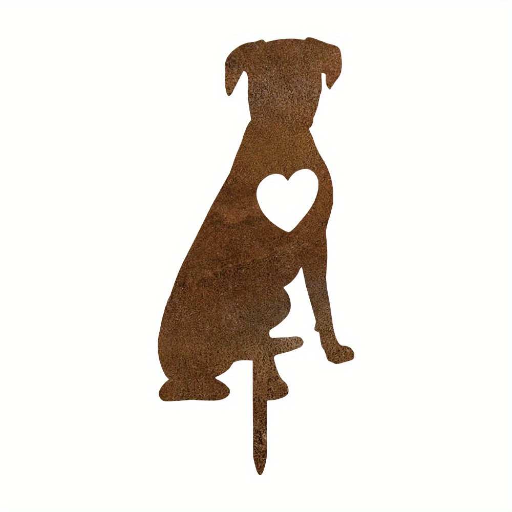 [2d Flat] Rustic Style 1pc Rusty Dog Garden Decor For Outdoor Use, Metal Decorative Garden Stakes, Weathered Dog Garden Ornament, Yard Art Decor For Dog Lovers