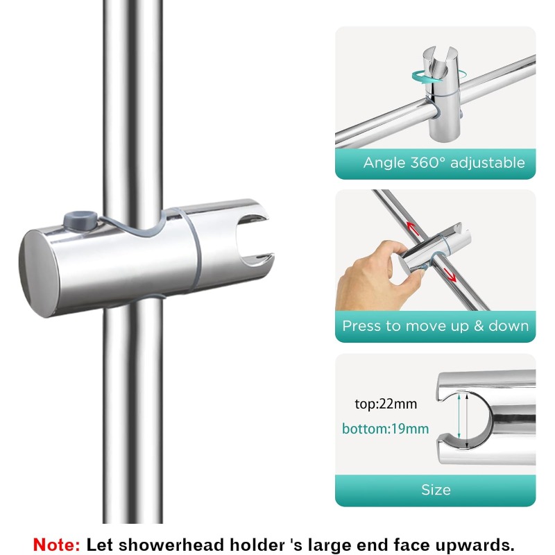 42CM Adjustable Shower Riser Rail Set with 5-Function Handheld Showerhead