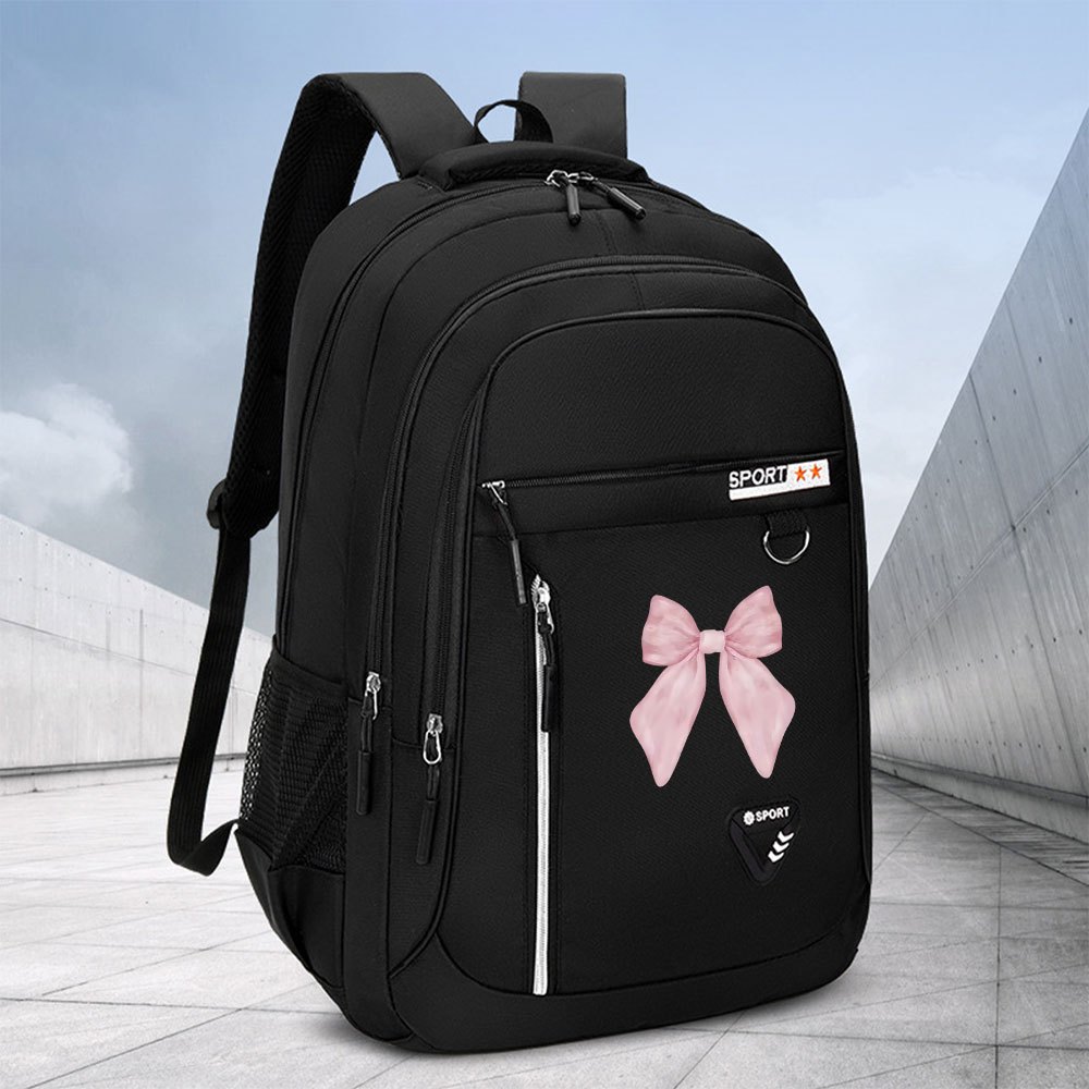 TEMU 1pc Cute Bow Decor Multi Functional Fashionable Backpack Large Capacity Durable Backpack For Daily Travel Outdoor Activities, For Teenager