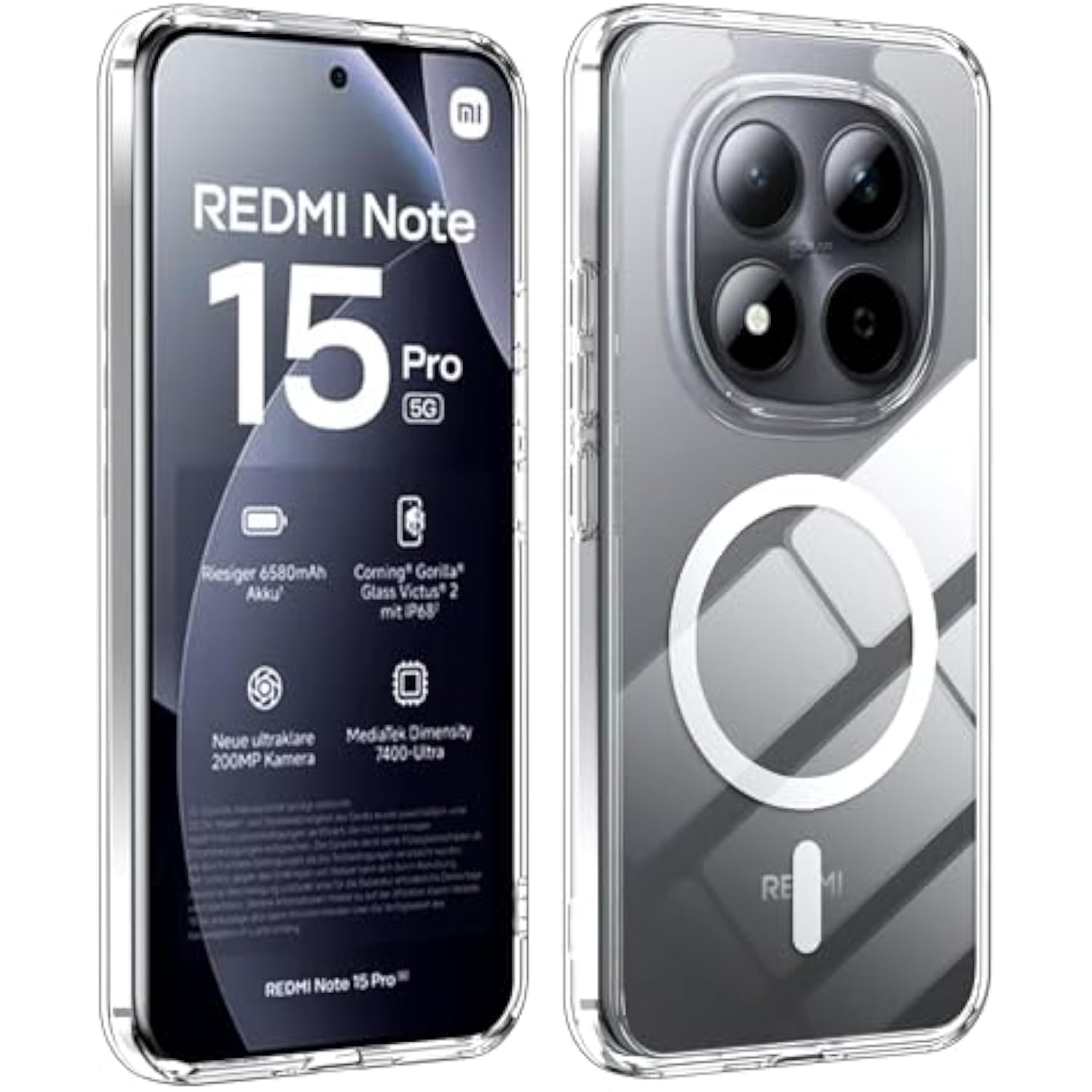 TEMU para Teléfono - Carcasa Magnética Transparente de Lujo para Redmi Note 15 Note 15 Pro 4G/5G Note 15 Pro+ 5G Cubierta Transparente Acrílica