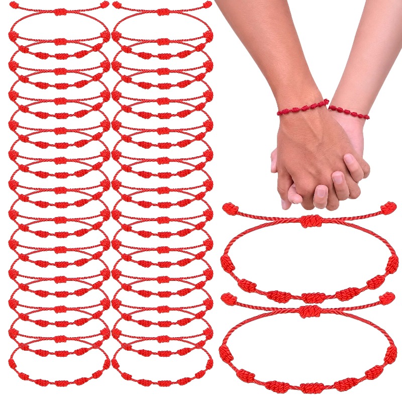 TEMU 30 piezas de pulseras de de - Brazalete tejido a de 7 nudos ajustable para , fortuna, bandas de cuerda para para fiestas, , regalos de Mardi