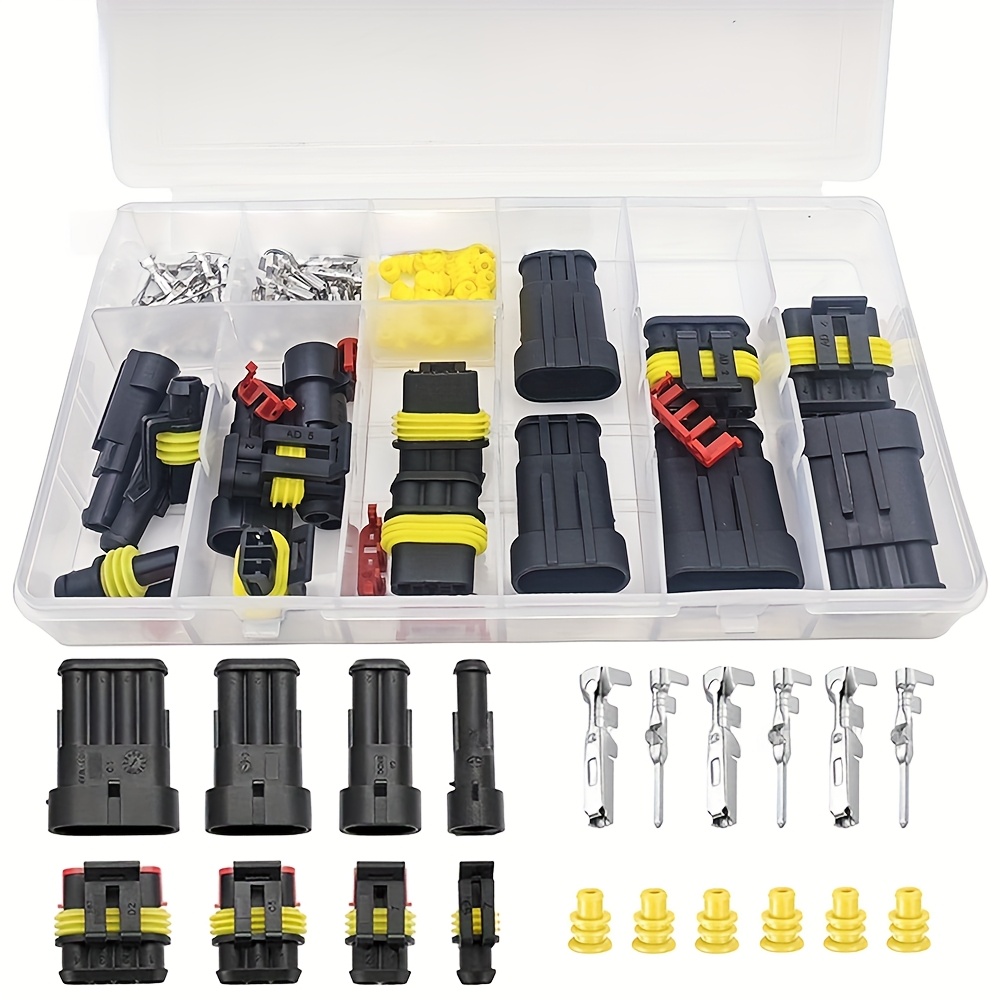 TEMU A Box Of Automotive Electrical Connector Kit - Durable 1/2/3/4 Pin Plugs, Suitable For Vehicle Repair And Maintenance -