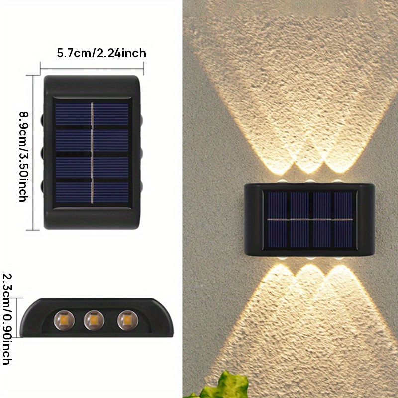 Luz Solar LED de Pared para Exteriores, 6 Cabezales con Selección de Color Cálido/Frío, Ideal para Jardines, Calles, Paisajes, Bodas, IP44, Decoración para Camping, Alimentación Solar, ≤36V, Batería de Níquel, Excluye Componentes Electrónicos o Placa Principal