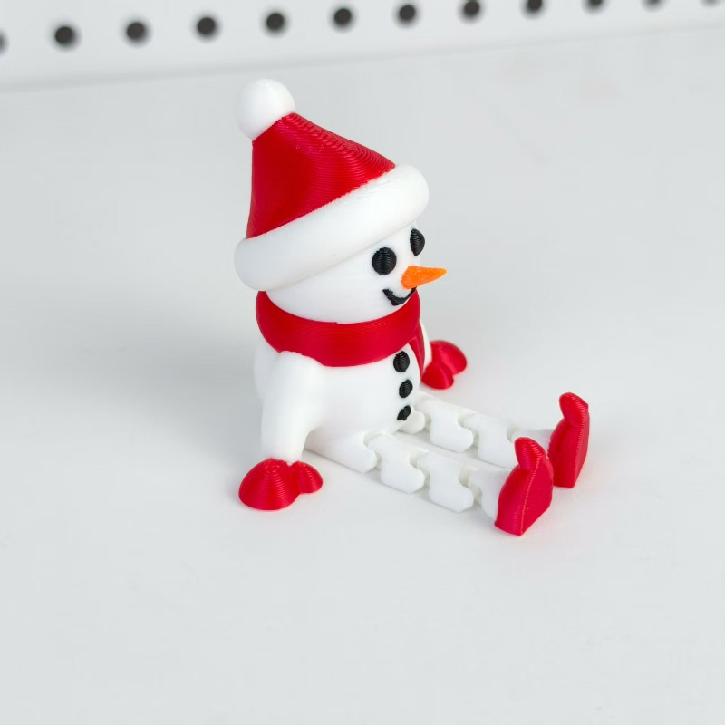 TEMU 1pc 3d Printed Adjustable Snowman Ornament - Christmas Decor, Wears Christmas Hat & Red Scarf | Easily Adjustable Placement , Christmas Desktop