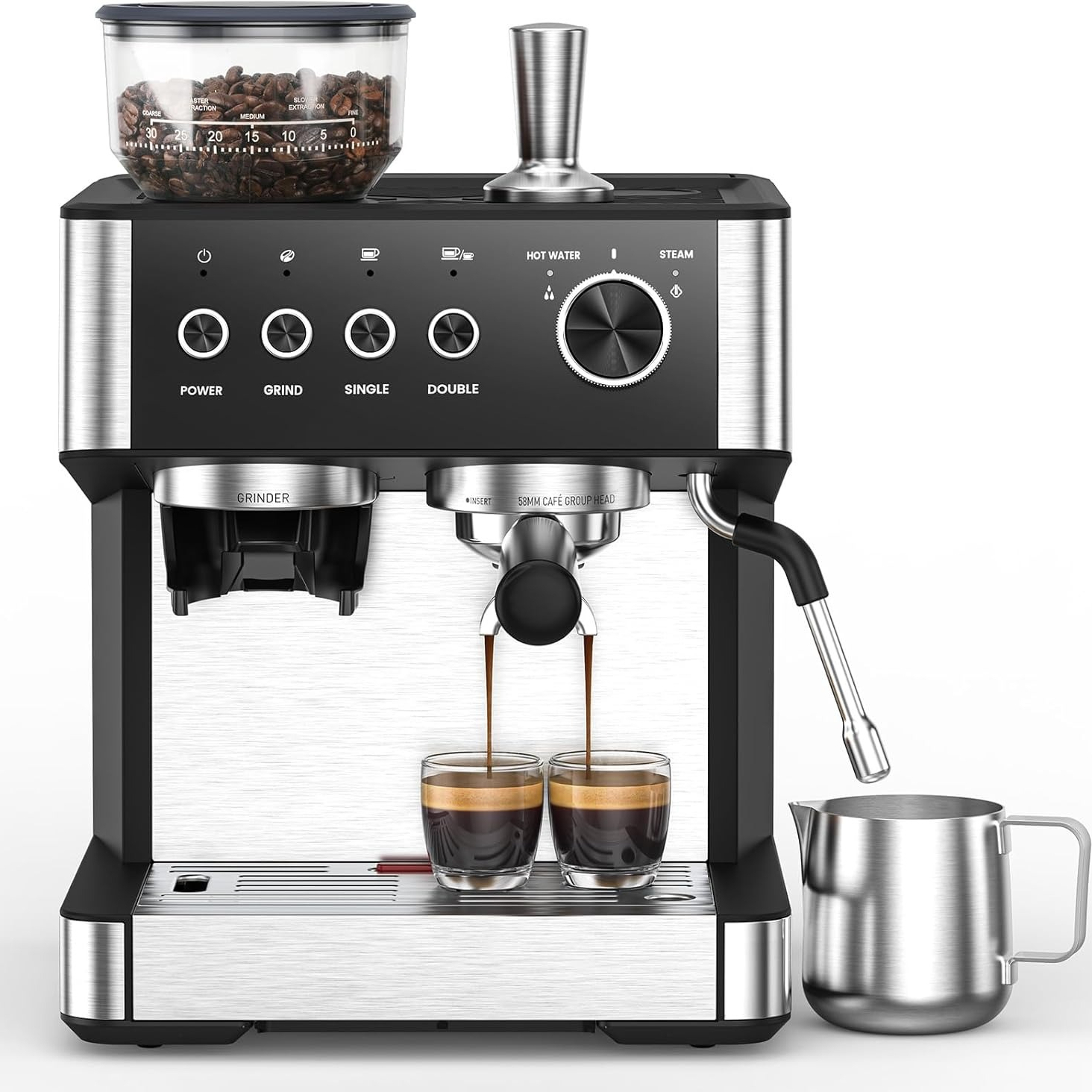 TEMU Machine à 15 bars avec à café, machine à avec à café, mousseur à lait/boule à vapeur et outils de tapotage pour cappuccino et latte