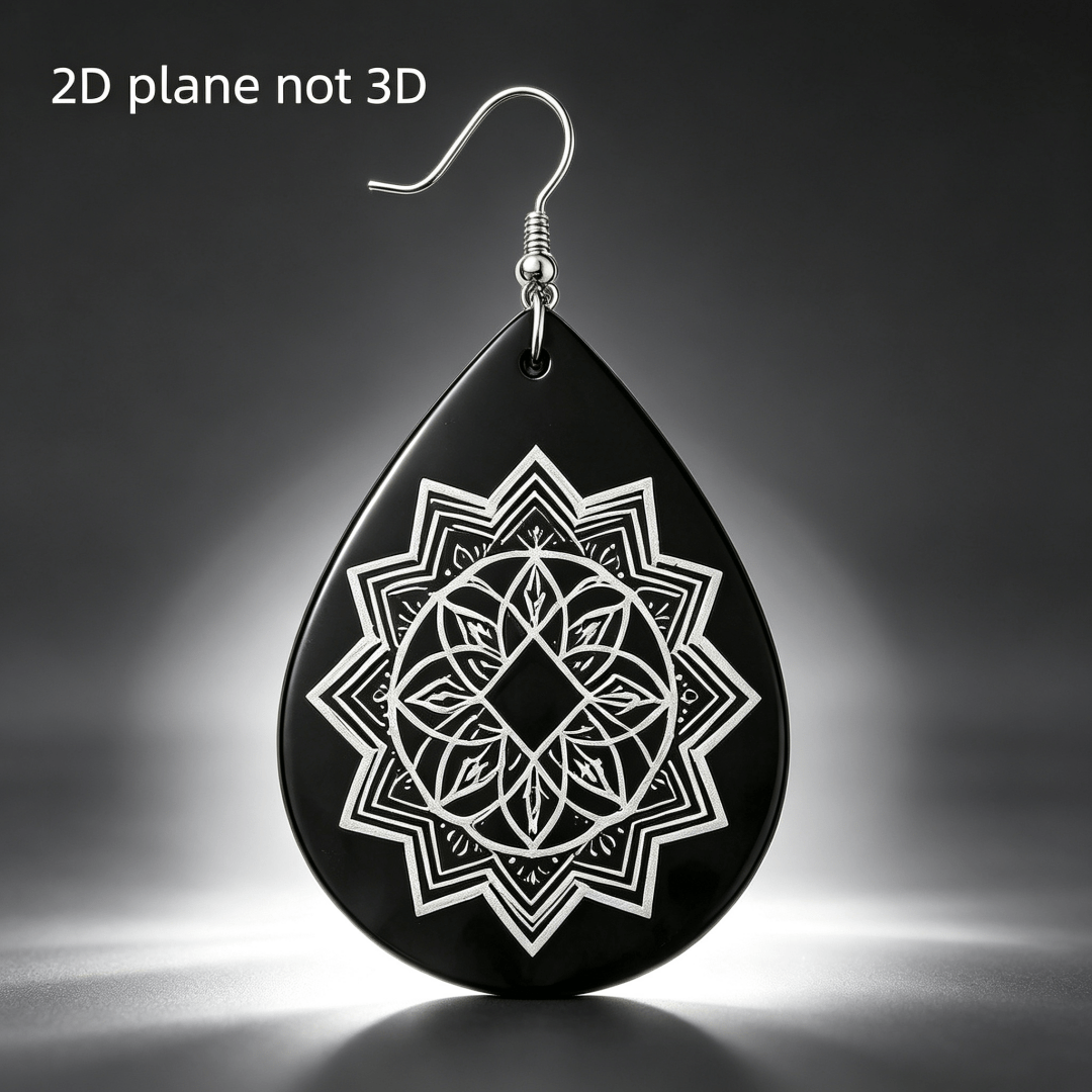 Black & White Mandala Teardrop Earrings, Boho Aesthetic