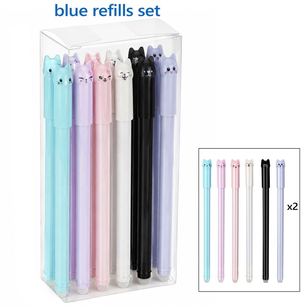TEMU Fine Writing Instruments Back To School 12pcs Cat Erasable Neutral Pen Set 0.5mm Gel Pen Disappear, Suitable For Birthday Gifts And Office