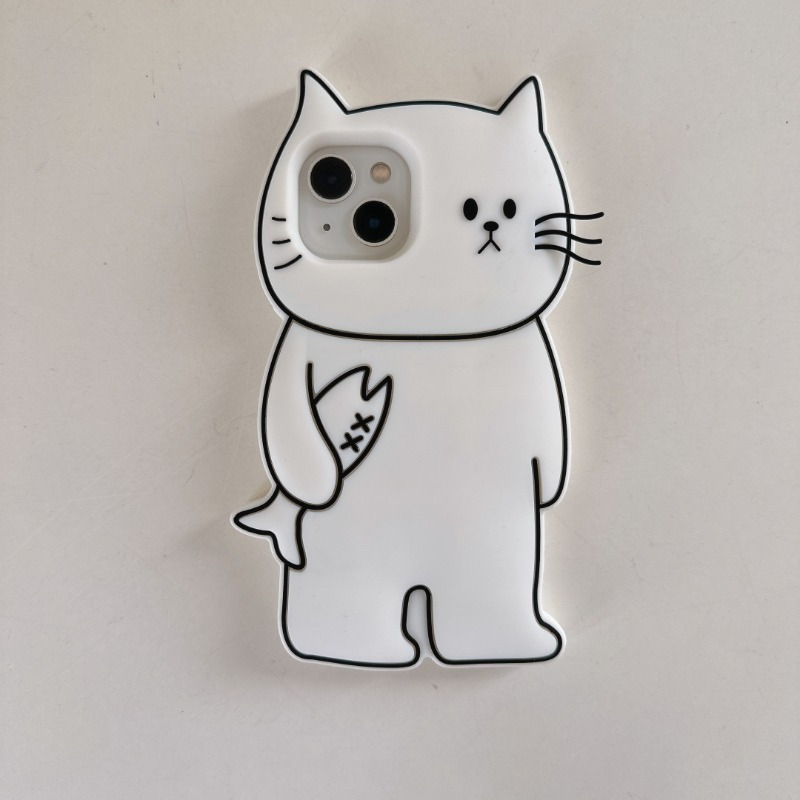 TEMU Phone Case - Line Standing High-end Silicone Phone Case Suitable For Iphone 12/13/14/15/16 Cute Beard Plus 12promax Protective Phone Case