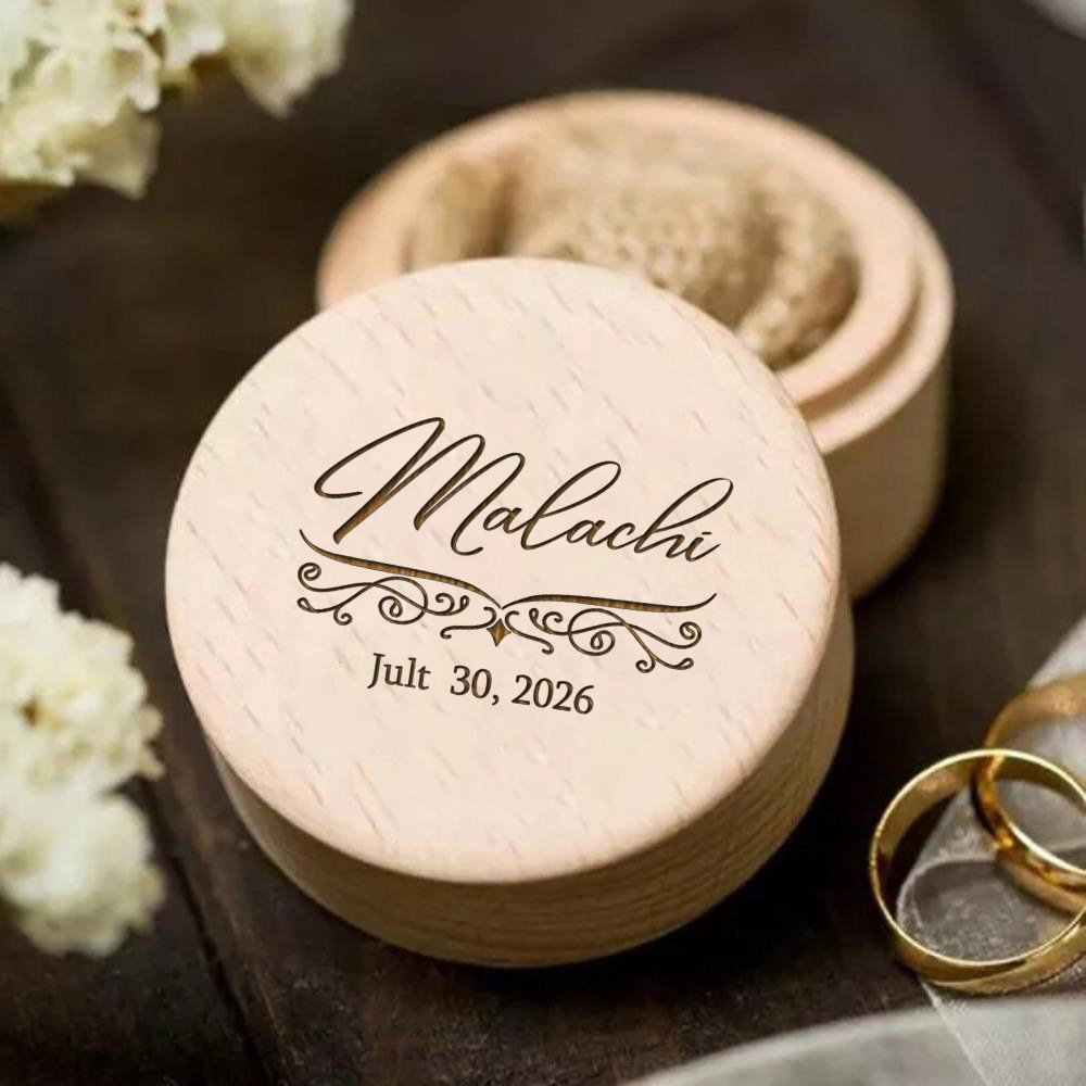 TEMU de madera personalizada para gemelos - Madera adecuada para regalos de hombre, redonda de sobremesa con cierre de pestillo, porta anillos y