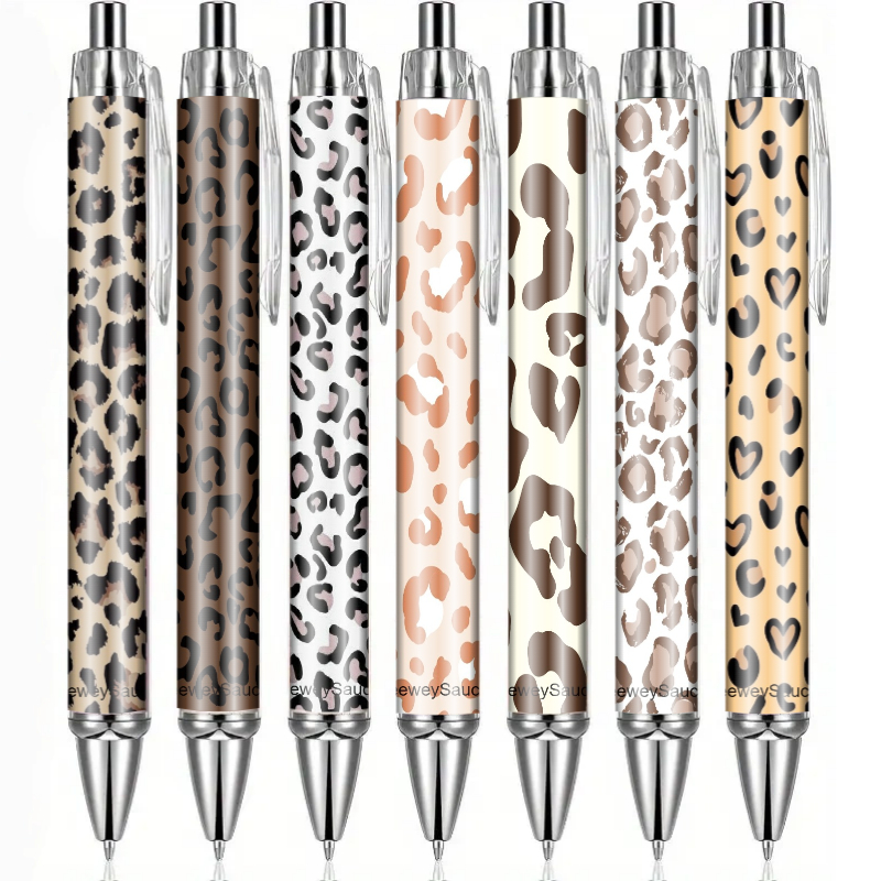 TEMU Lot de 7 stylos à bille à imprimé léopard, stylos d'écriture , cadeau pour femme, mignonne, pointe fine, fournitures d'écriture fluide,