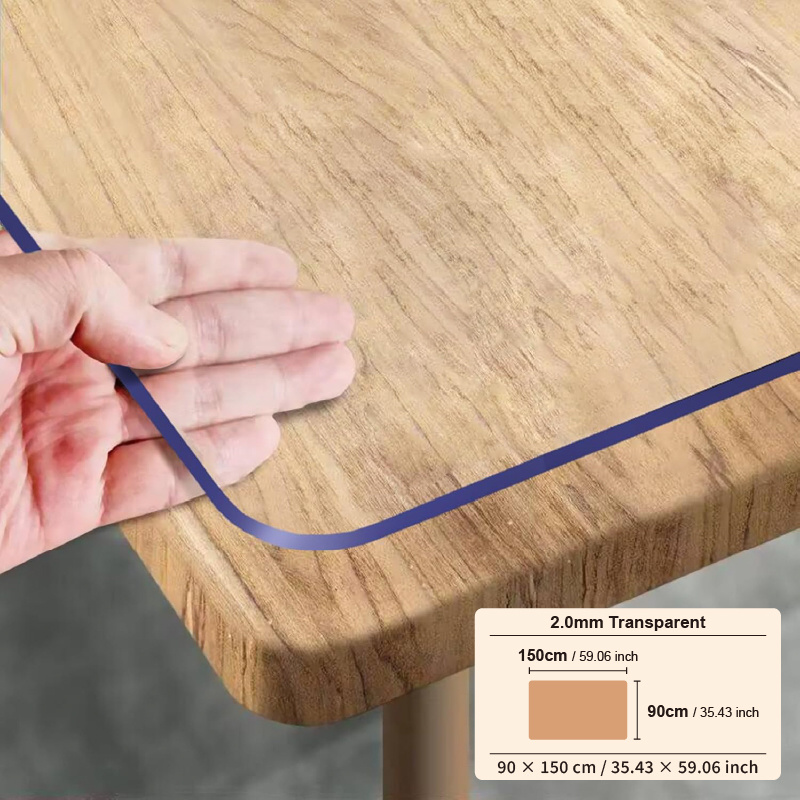 TEMU Protector de Mesa Transparente - Cubierta de Plástico de 2.0 mm de Grosor, Protector de Mesa Transparente Rectangular, Alfombrilla de Escritorio
