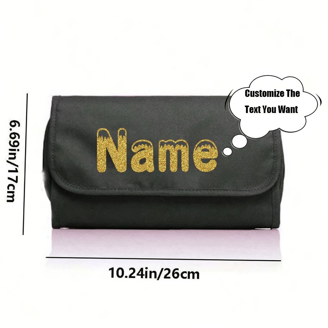 TEMU Customizable Name Or Text | Toiletries And Makeup Bag, Zipper Closure, Foldable, Machine Washable