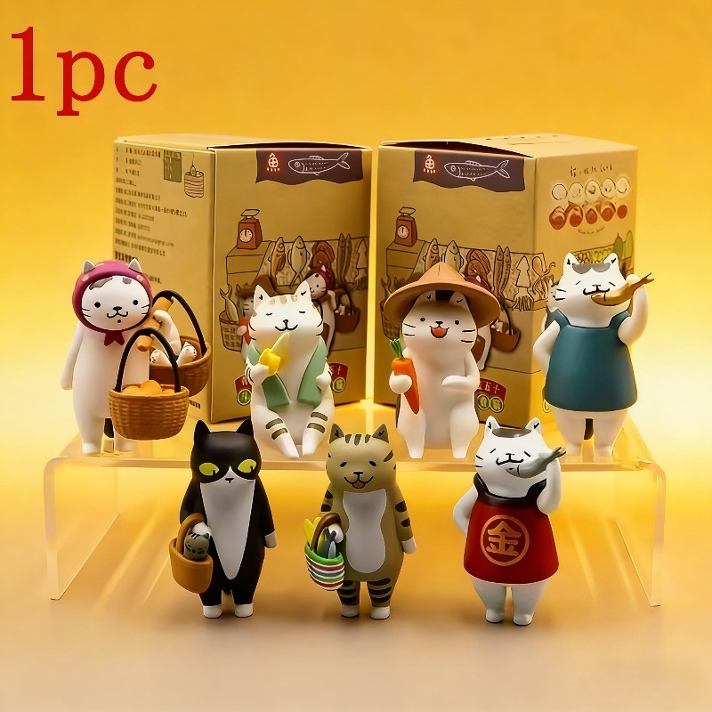 TEMU Random Figurine | Pastoral Style Pvc Cat Statue | Cute Desktop Decoration | Living Room, Bedroom, And Desk Ornament | Great Gift Choice