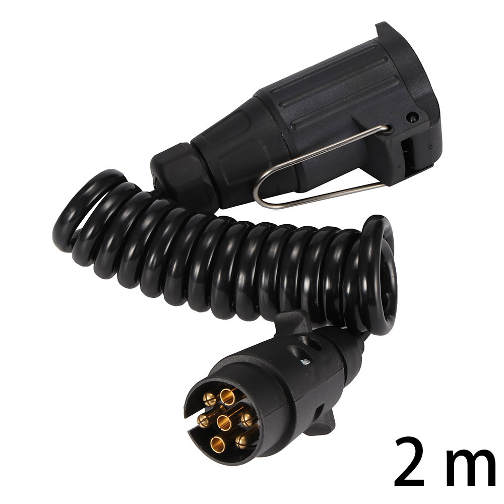 Image of Trailer Adapter, 13-pin Trailer Adapter 5.2ft Length Coiled Trailer Socket Wiring Connector For Commercial Vehicles, Trailers, Rvs, Boats