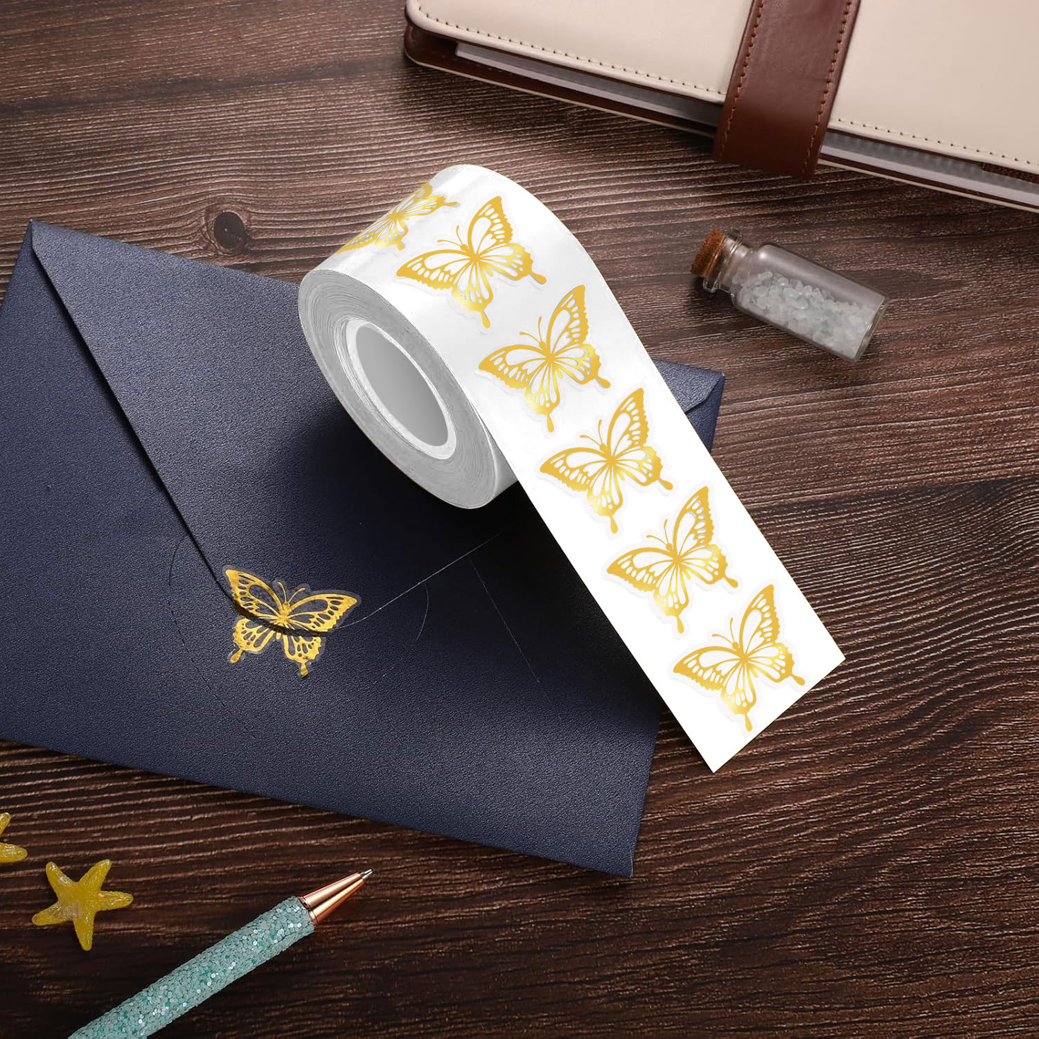 TEMU 500pcs Hot Stamping Transparent Irregular Sticker Roll Gift Packaging Pvc Adhesive Office Supplies/ Supplies/label Signs/office Labels And