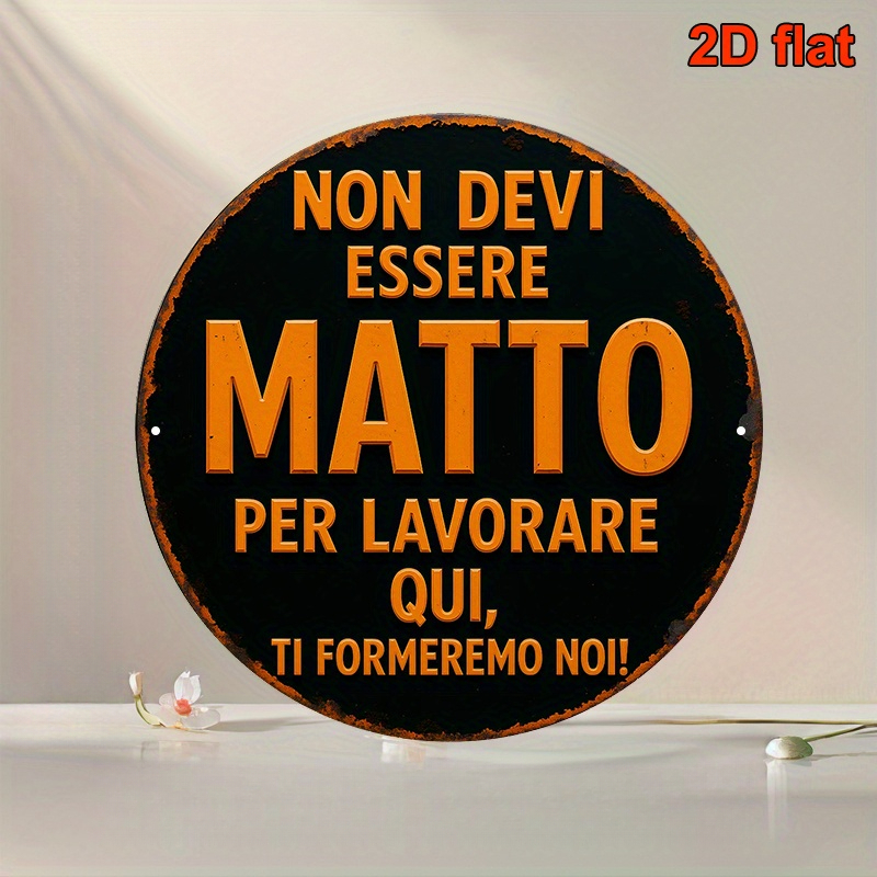 TEMU 2d Flat - Decorative Sign And Plague, 2d Flat Wooden Decorative Board, 1pc, Round Italian Sign, Retro Decorative Plaque, Content: " To Go Crazy