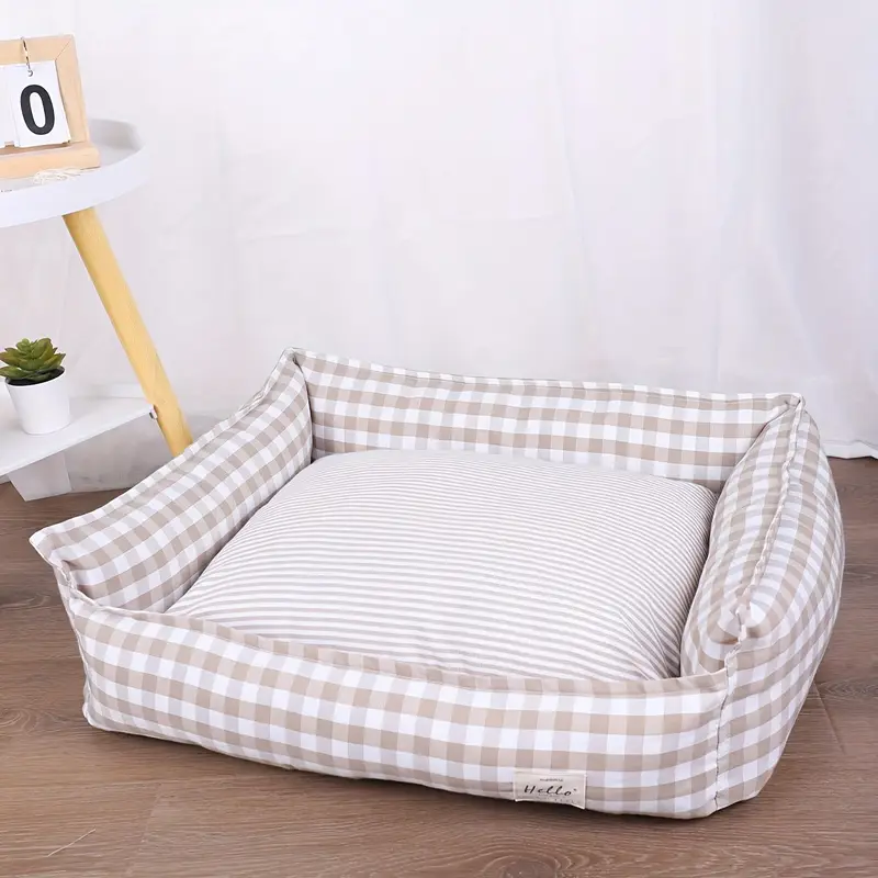 cozy checkered pet bed for dogs cats removable washable polyester nest indoor comforter style bedding with vacuum packaging for plush cushion durable construction home pets Product details 4