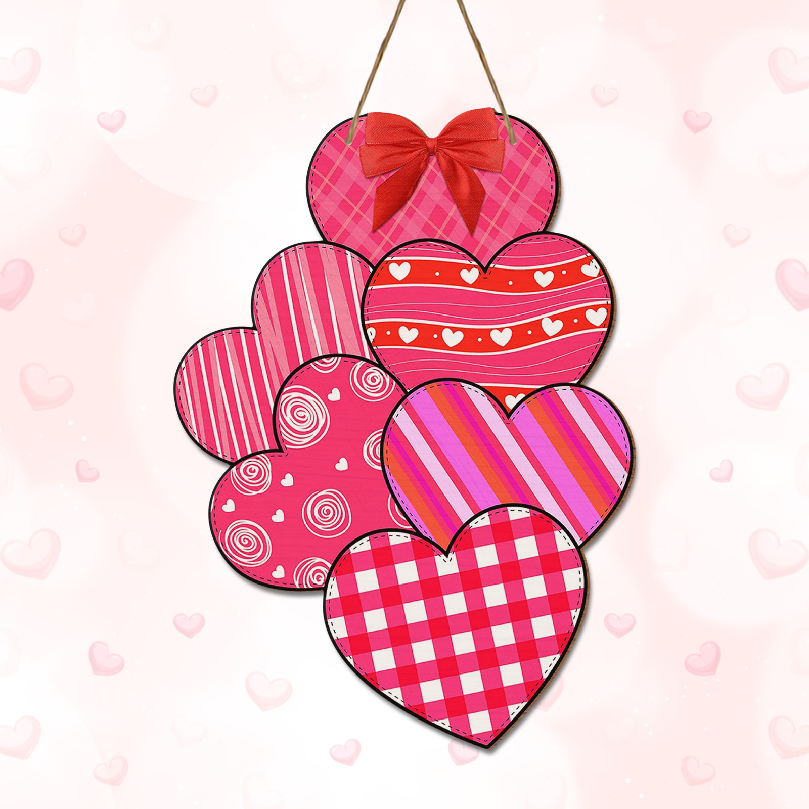 

Wooden Valentine's Day Door Hanger - Heart-shaped Wall Sign For Weddings, Engagements & Decor