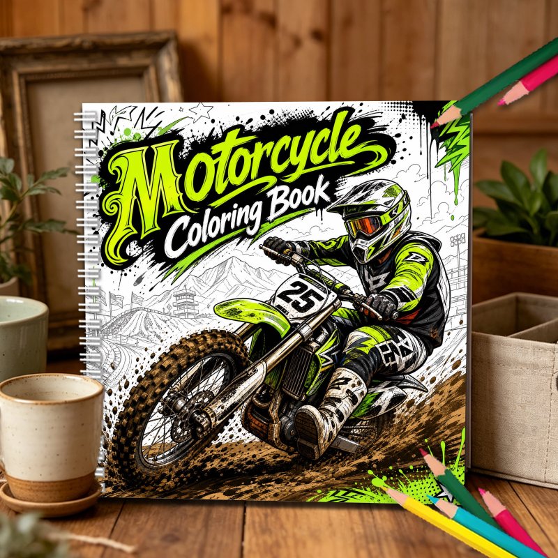 TEMU Cmd Adult Coloring Book Suitable For Stress & Creativity - Motorcycle-themed With Motocross & Off-road Designs, Pages For Coloring Pages For