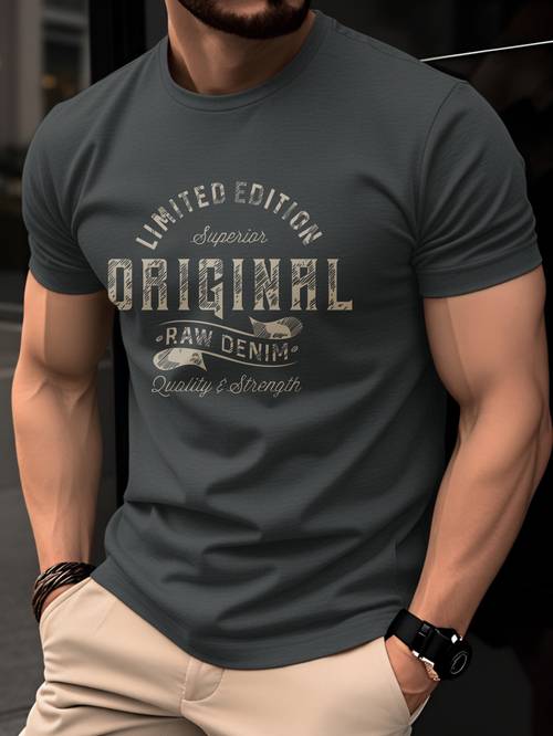 100% katoenen heren t-shirt, zomer korte mouw lichtgewicht top, trendy fit voor dagelijks casual , ademend, vintage letterprint design voor een modestatement