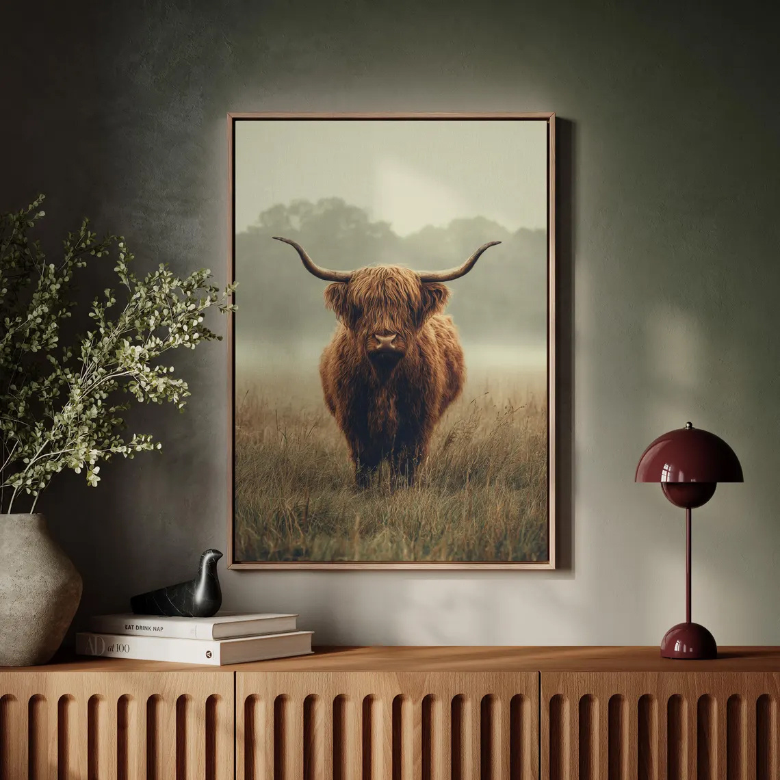 TEMU 2d Flat, 1pc, Wall Art, Vintage Poster, Scottish Art Print, Fluffy And Cute Animal Canvas Painting, Frameless, Unique And Aesthetic Decoration,