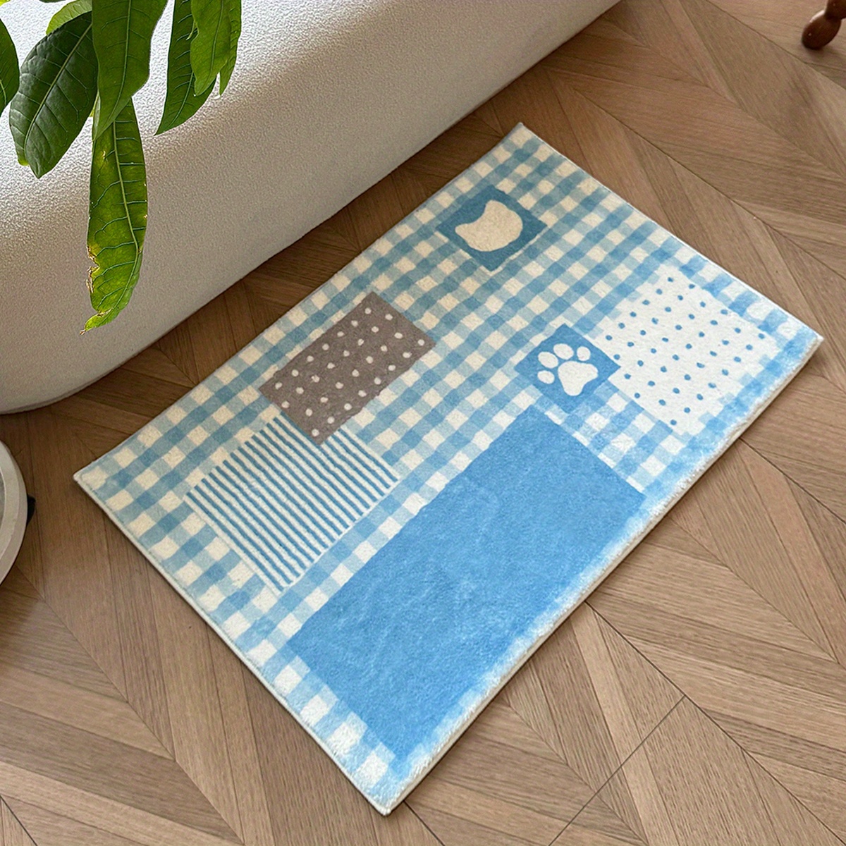 1pc of imitation cashmere 1000g m density 1cm thickness 50x80cm 19 7x31 5 inches a plaid pattern carpet suitable for living room bedroom bedside long rug soft and fluffy carpet cute home decoration carpet ideal as a holiday gift for Product details 4