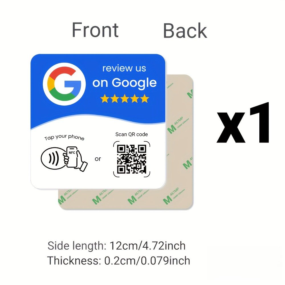 TEMU Carte de visite Google Review | Code QR NFC Touch | Installation facile, avec gestion du de | Aucune application | évz | Badge de