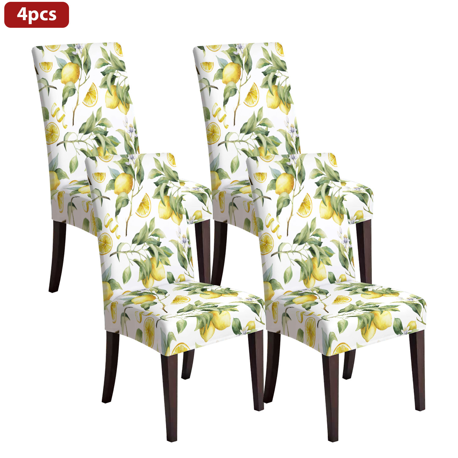TEMU 2/4/6pcs Watercolor Chair Covers, Plant And Fruit Print Stretch Chair Covers, Stretch Full-wrap Seat Covers, Suitable For Dining Room, Kitchen,