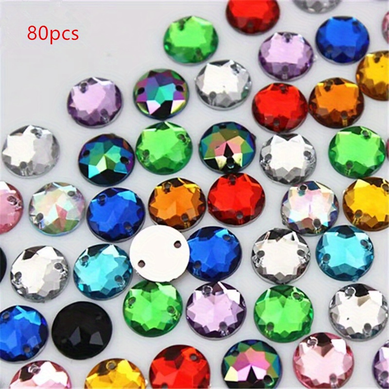 TEMU 80 piezas de diamantes de redondos y planos de 0.31 pulgadas con orificio, perfectos para manualidades, ropa, vestidos de novia y decoraciones