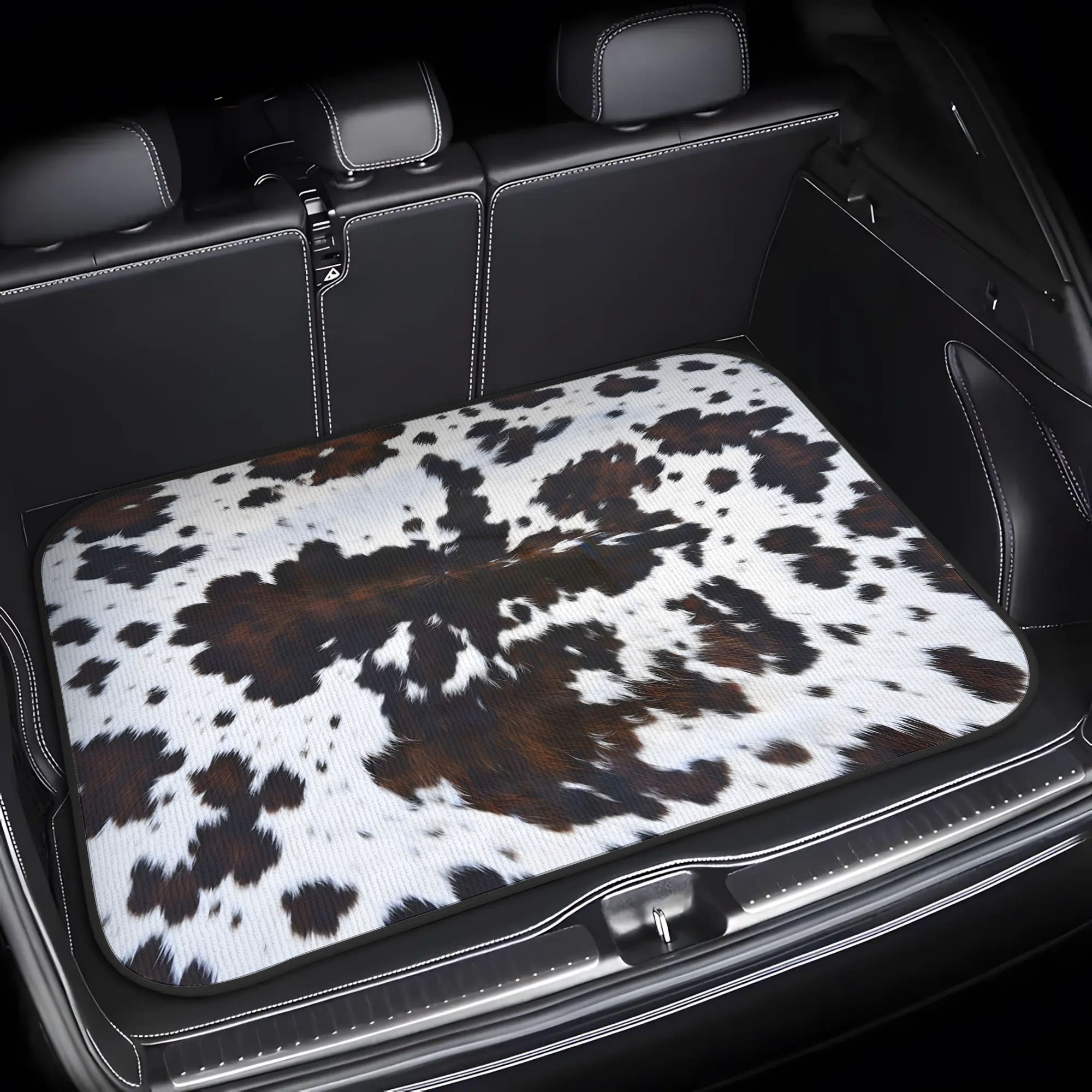 TEMU 1pc An Exquisite Cow Print Theme Universal Trunk Mat For Cars, Car Trunk Liner - Durable, Cargo Mat For Car Use, Stylish And , Outdoor Christmas