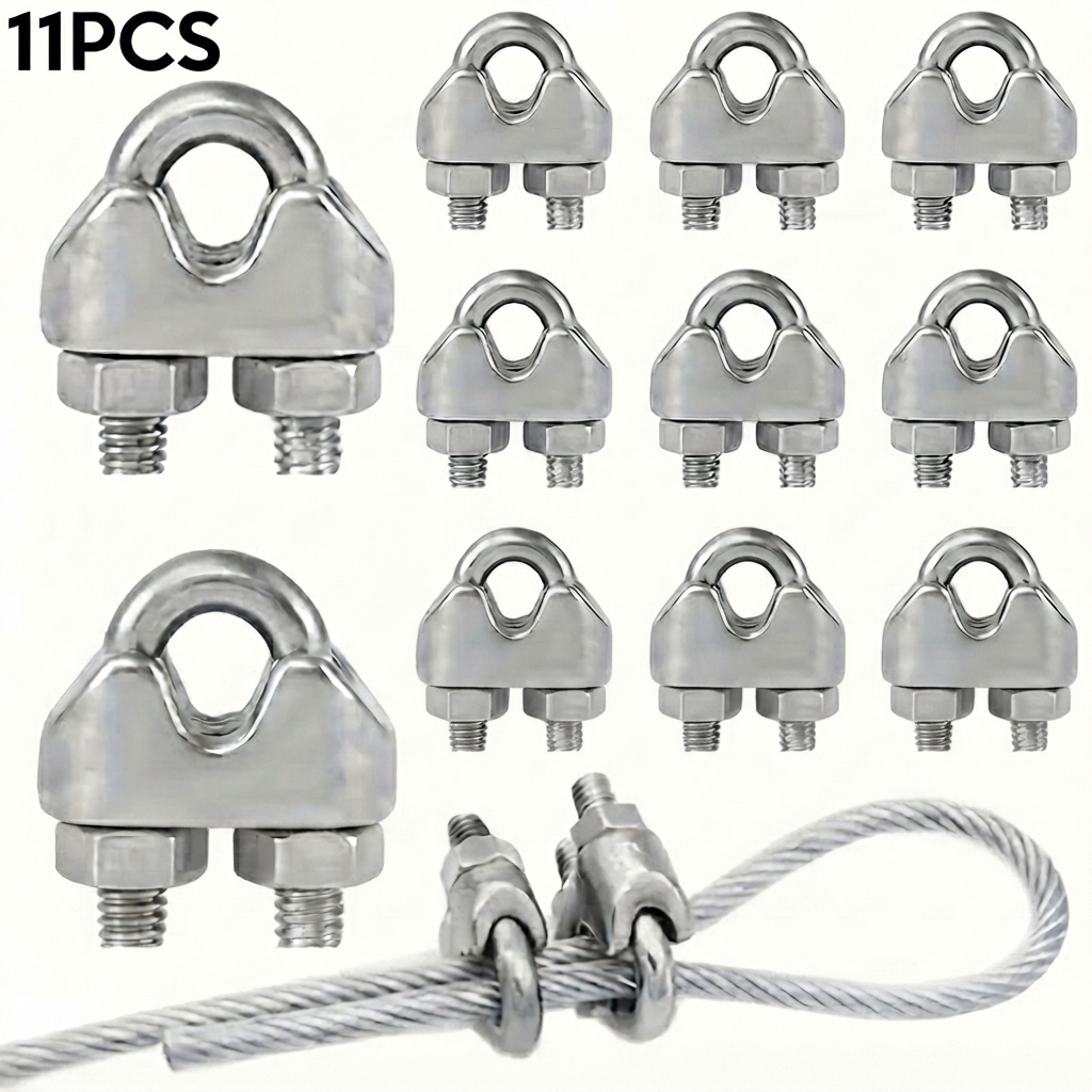 Cable Clamp 11-pack 3mm Wire Rope Fixing Design Durable Fasteners Suitable For Cable Line Installation For Home And Industrial Application Anti-corrosion Rust-resistant Classic Practical Style