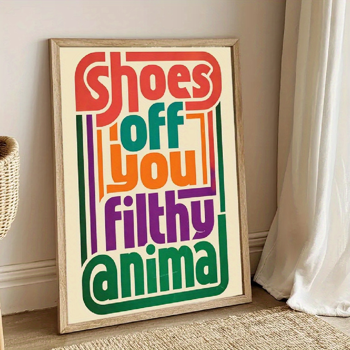 TEMU 2d Flat, 2d Flat, 1pc Wall Decor Featuring A Humorous Quote, Designed In A Vintage Distressed Style. This ' You Filthy Animal' Print Is Perfect
