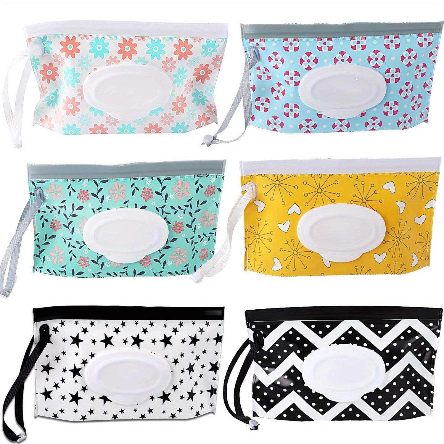 TEMU 6pcs Wipes Dispenser, Portable Refillable Wipe Holder, Wipes Container, Reusable Wipes Case, Travel Wet Wipes Pouch